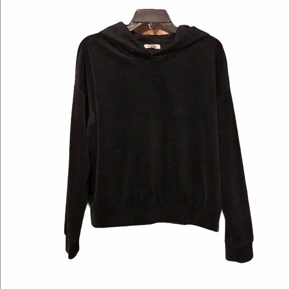 Max Studio Black Velvet Hoodie S - Picture 1 of 6